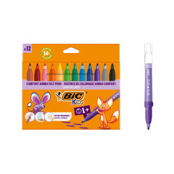 KIDS COMFORT GRIP 12 POCHETTES DONT 2 GRATUITES DE 12 FEUTRES ASSORTIS
